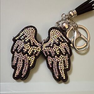 Crystal Wing Keychain Charm - Black and Iridescent